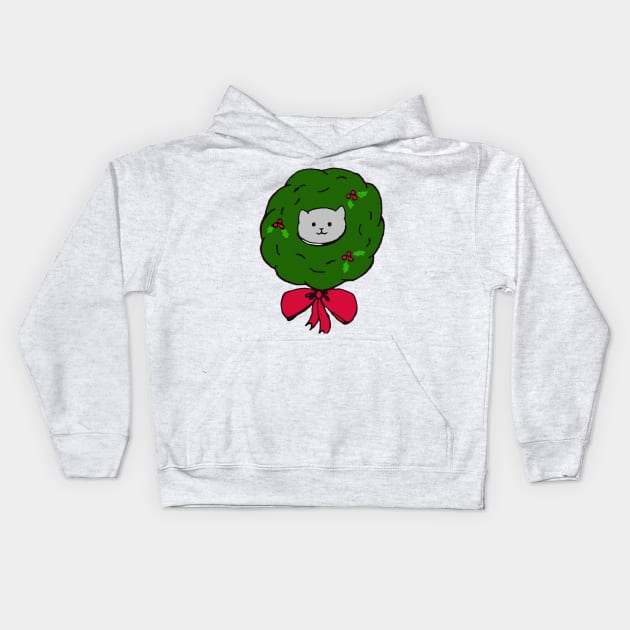 Kitty in Christmas Wreath! Kids Hoodie by LuxPNSilva